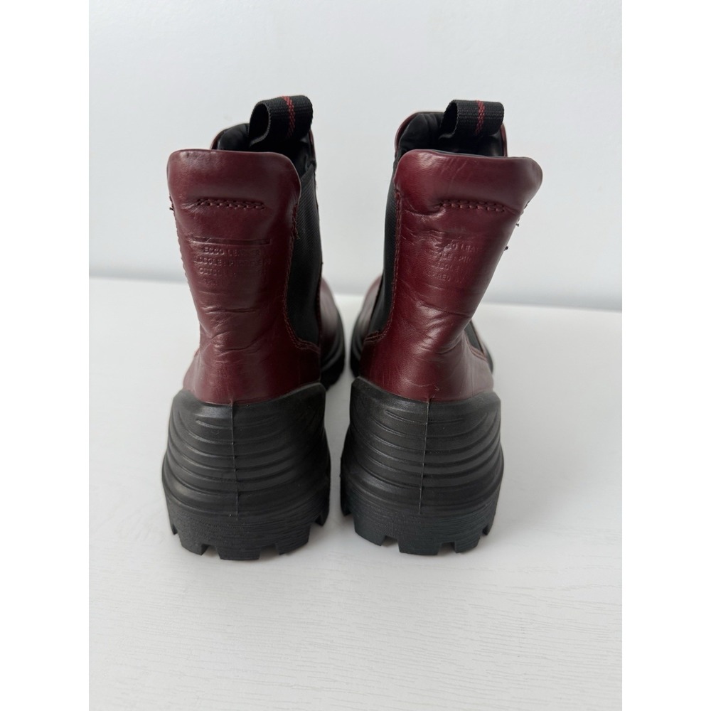 Ecco Women's Tredtray Chelsea Combat Boots Red Leather Size‎ 37 - Picture 3 of 12